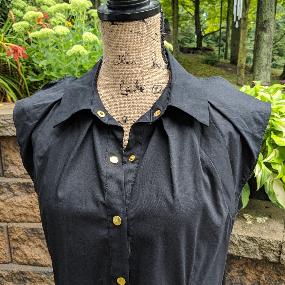 Black button-front dress